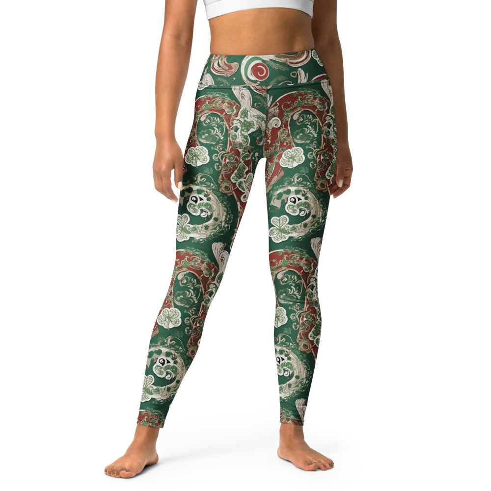 Emerald Curlicue on Yoga Leggings — Front
