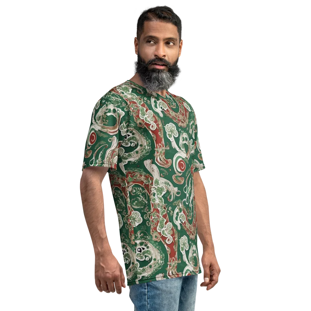 Emerald Curlicue on Men's Crew Neck T-Shirt — Right