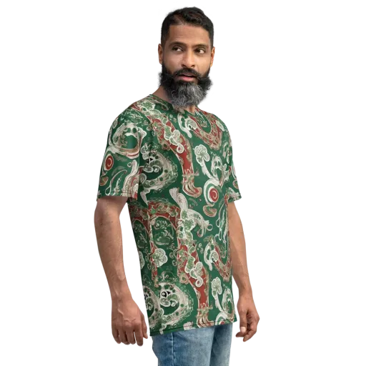 Emerald Curlicue on a Men's Crew Neck T-Shirt