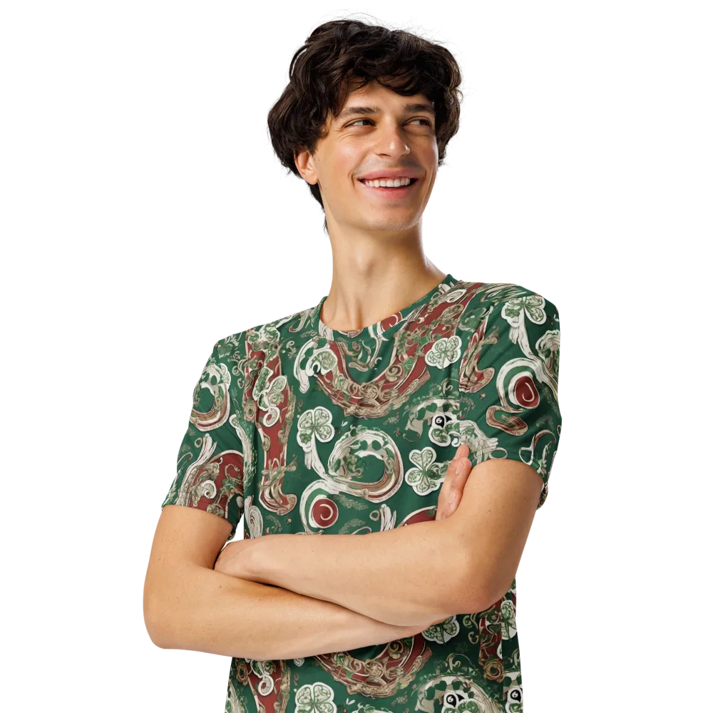 Emerald Curlicue on Men's Crew Neck T-Shirt — Left Front