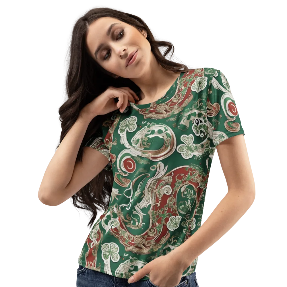 Emerald Curlicue on Women's Crew Neck T-Shirt — Left Front