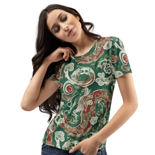 Emerald Curlicue on a Women's Crew Neck T-Shirt