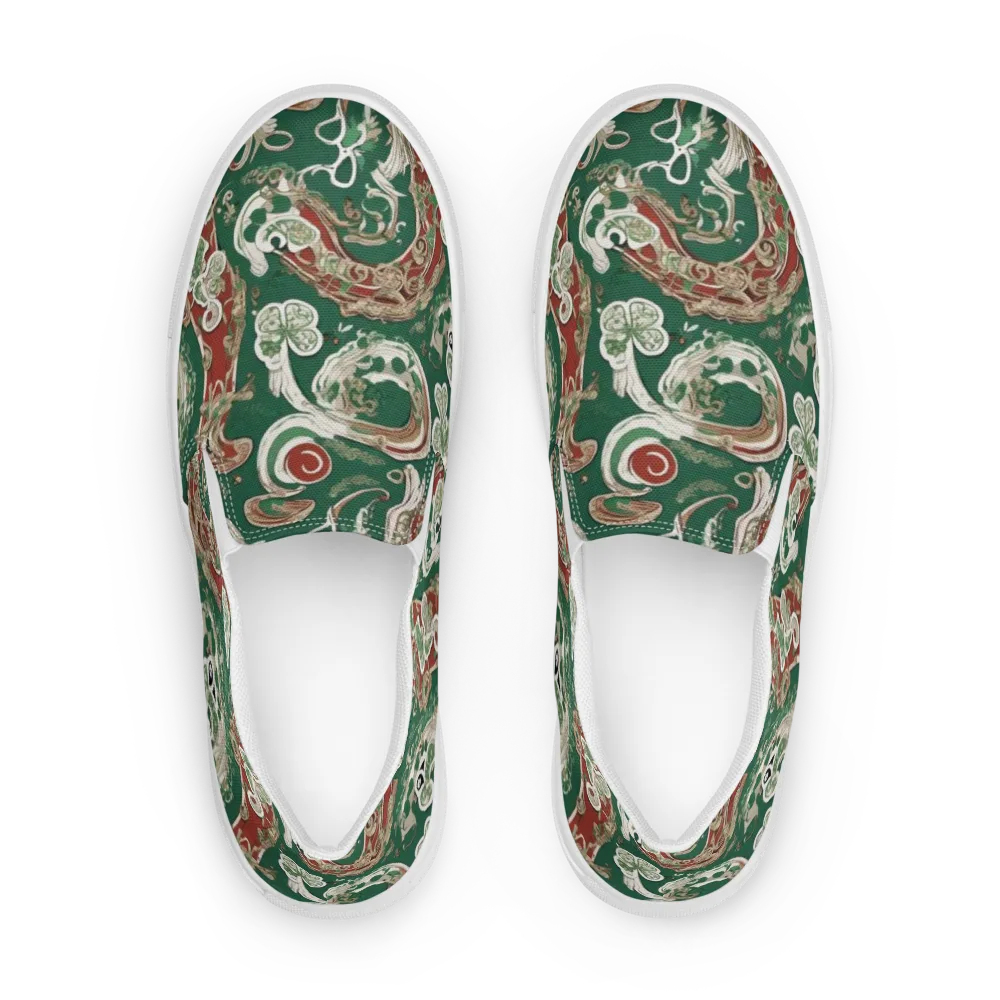 Emerald Curlicue on Men's Slip-On Canvas Shoes — Front