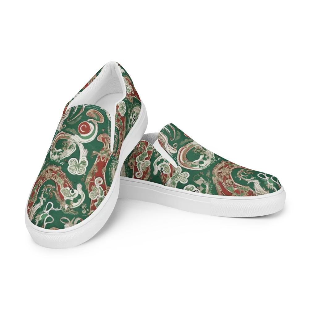 Emerald Curlicue on Men's Slip-On Canvas Shoes — Left Front