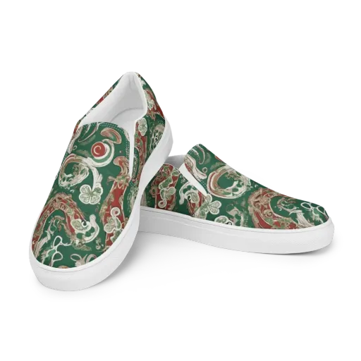 Emerald Curlicue on a Men's Slip-On Canvas Shoes