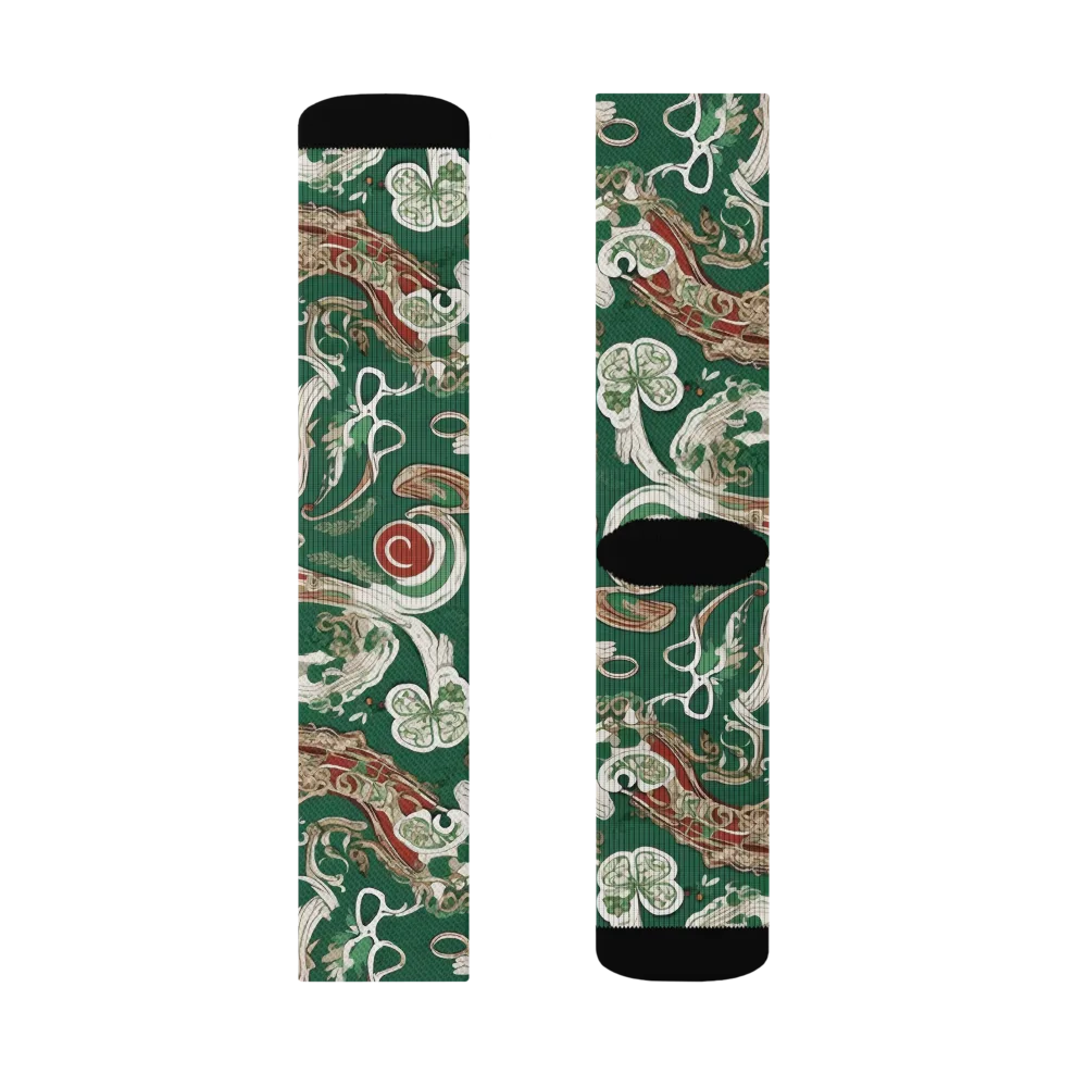 Emerald Curlicue on Socks — Left Sock