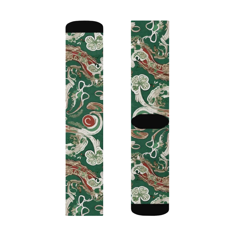 Emerald Curlicue on Socks — Right Sock