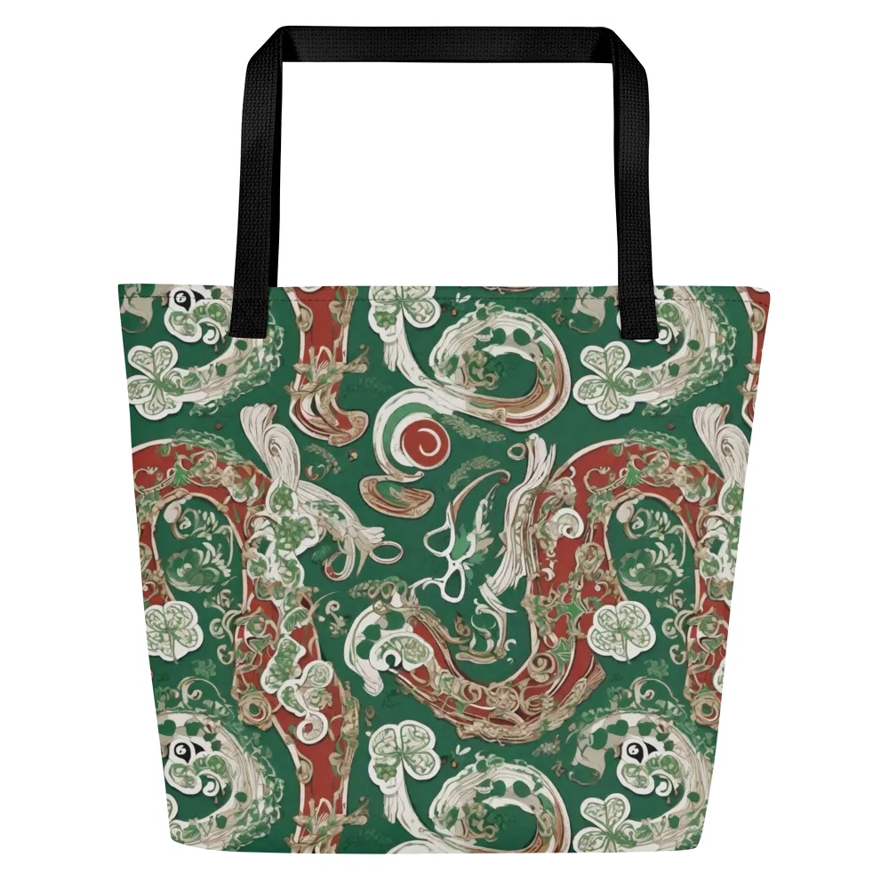 Emerald Curlicue on Large Tote Bag W/ Pocket — Front