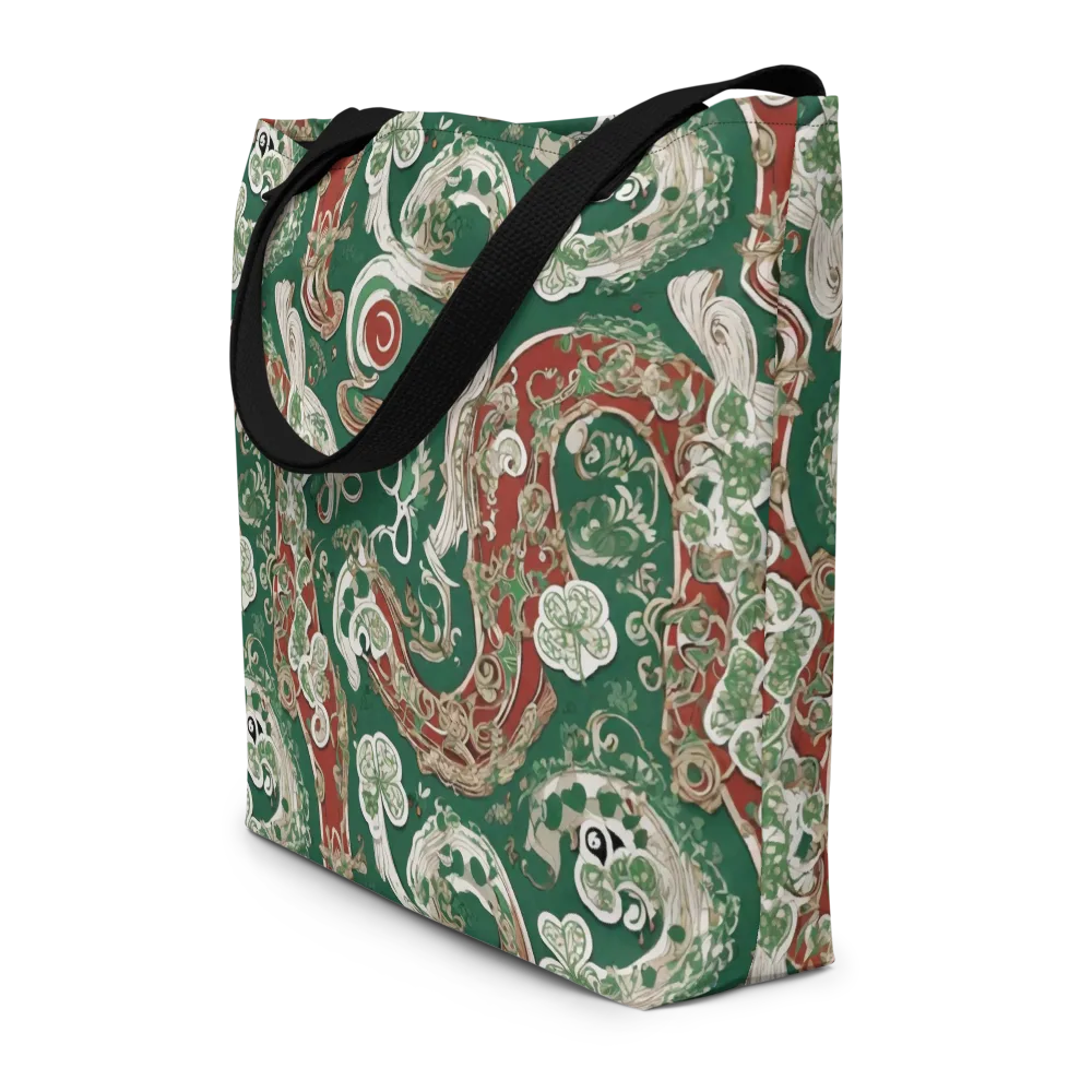 Emerald Curlicue on Large Tote Bag W/ Pocket — Front