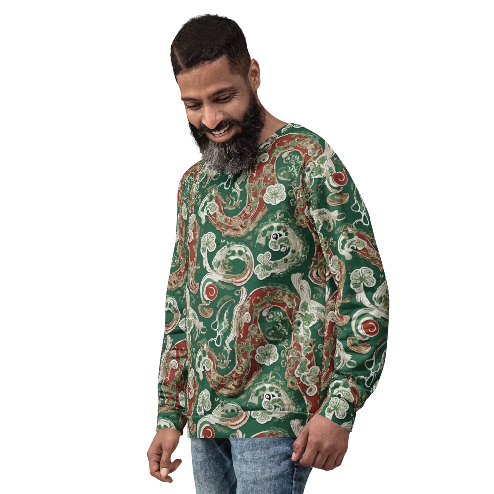 Emerald Curlicue on Sweatshirt — Left Front