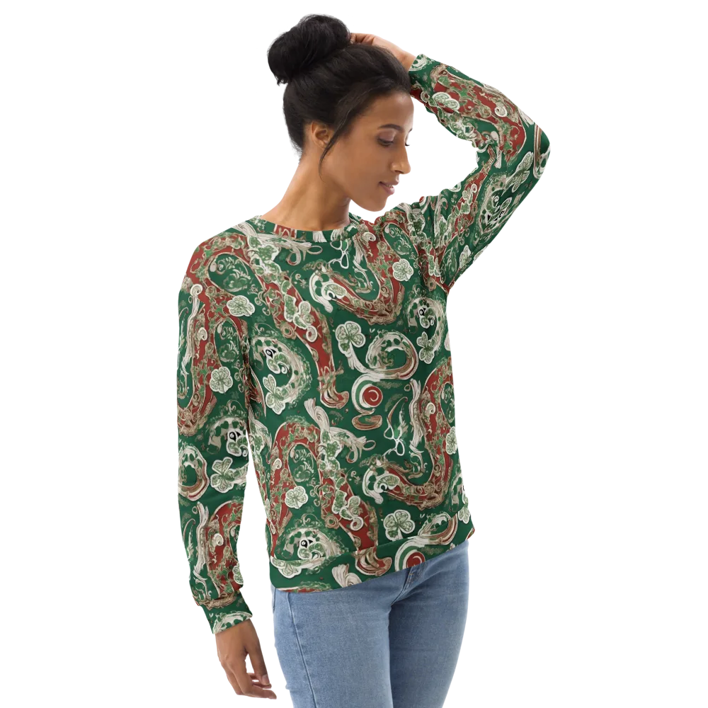 Emerald Curlicue on Sweatshirt — Right Front