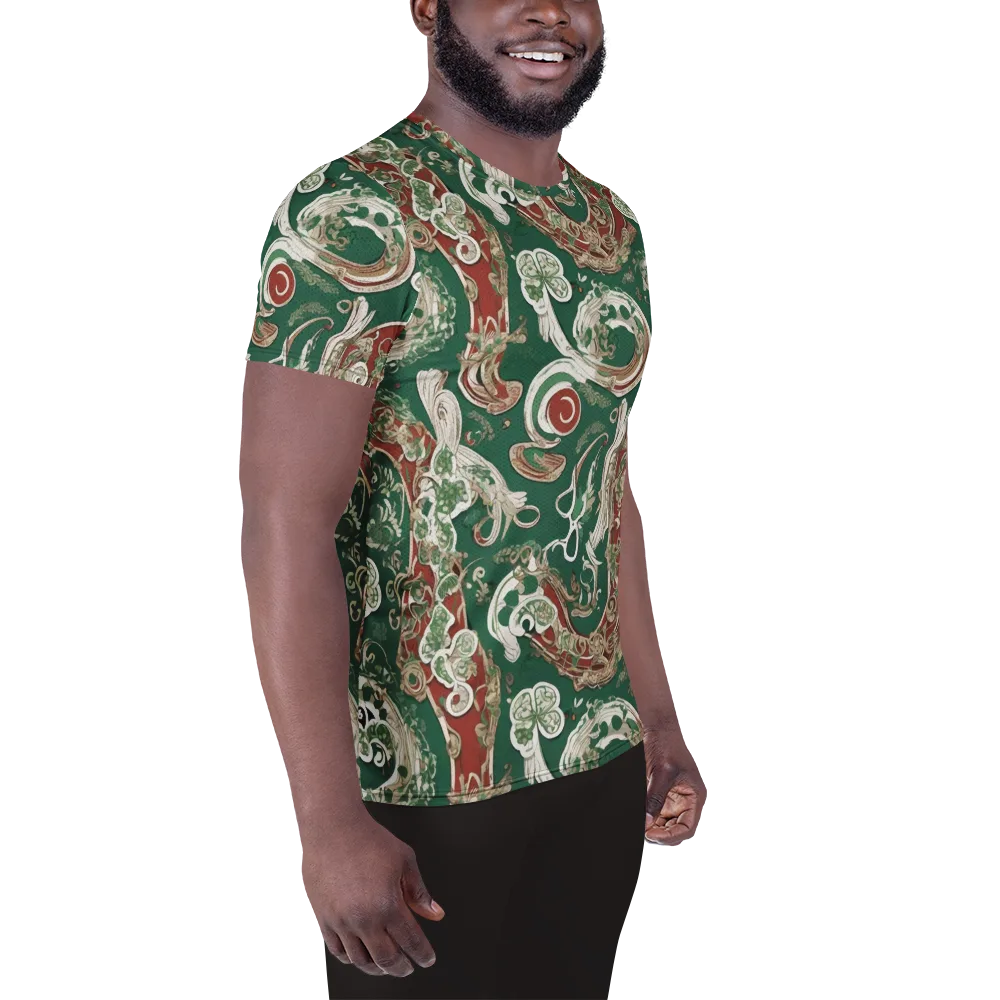 Emerald Curlicue on Men's Athletic T-Shirt — Right