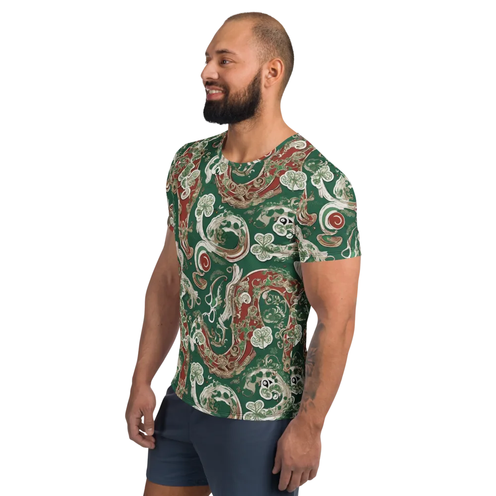 Emerald Curlicue on Men's Athletic T-Shirt — Left