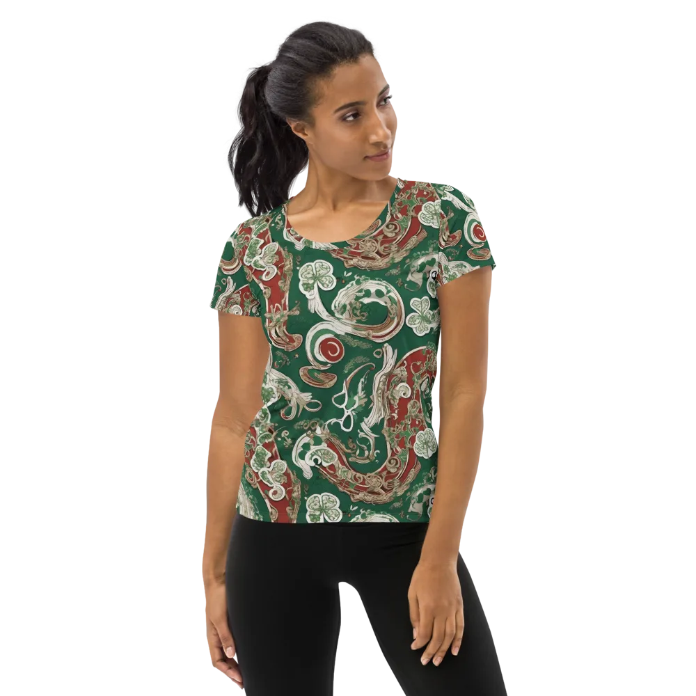 Emerald Curlicue on Women's Athletic T-Shirt — Front