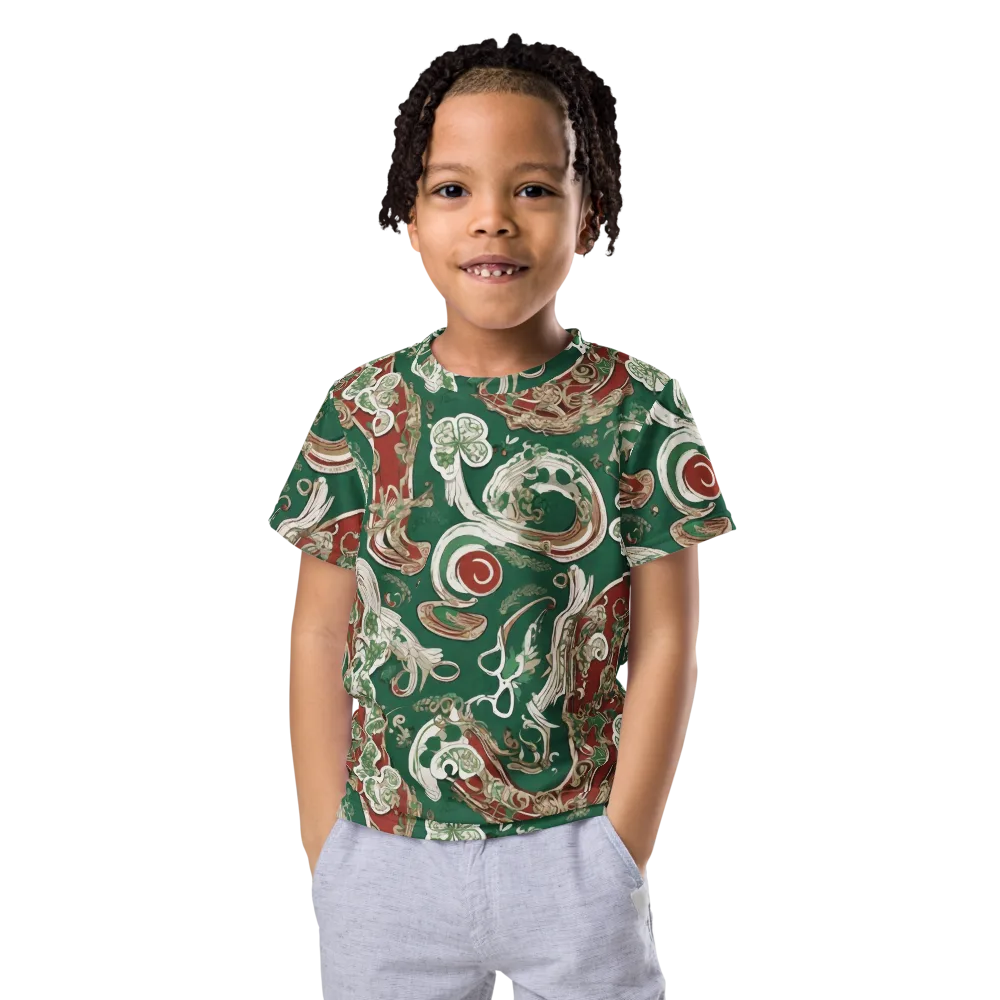 Emerald Curlicue on Kids Crew Neck T-Shirt — Front