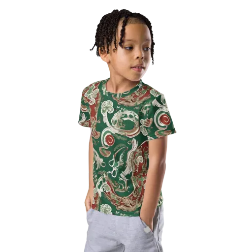 Emerald Curlicue on a Kids Crew Neck T-Shirt