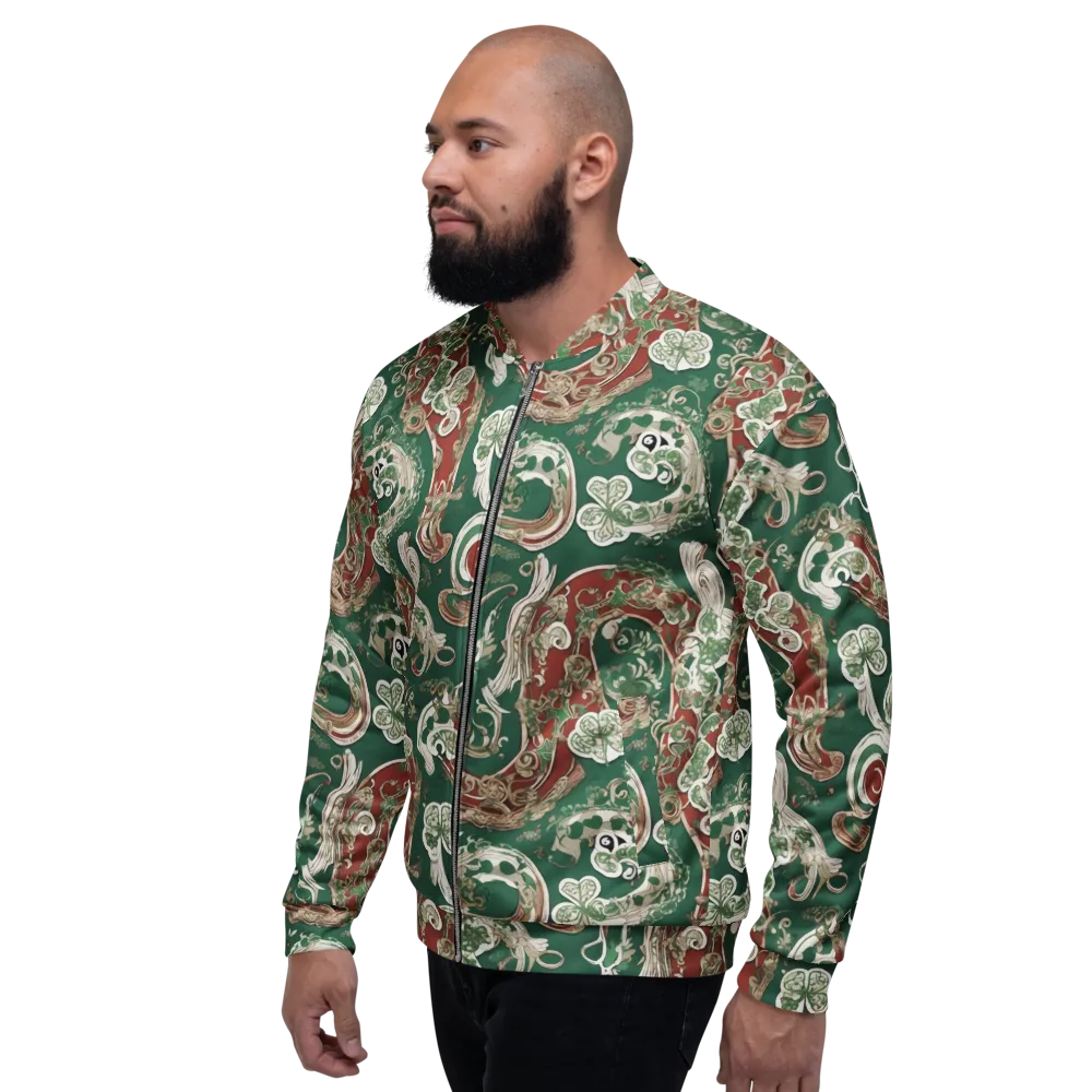Emerald Curlicue on Bomber Jacket — Left