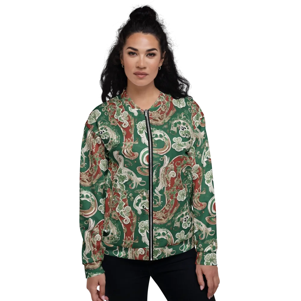 Emerald Curlicue on Bomber Jacket — Front