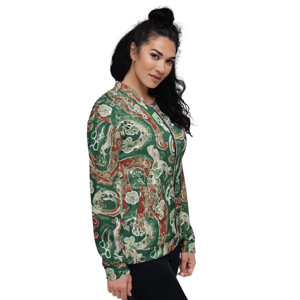 Emerald Curlicue on Bomber Jacket — Right