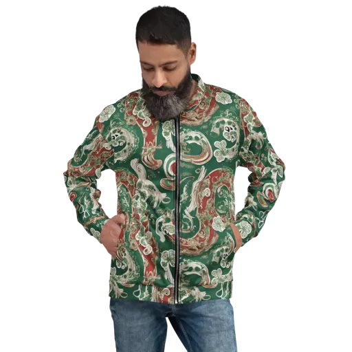 Emerald Curlicue on a Bomber Jacket