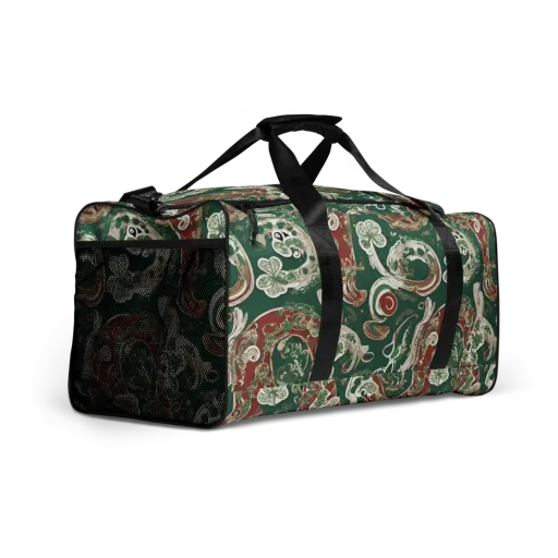 Emerald Curlicue on a Duffle Bag