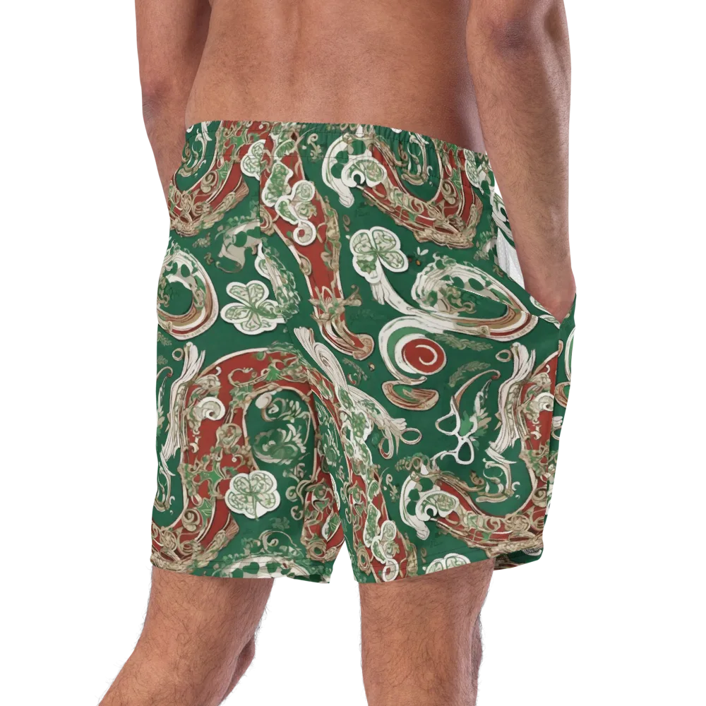 Emerald Curlicue on Swim Trunks — Right Back
