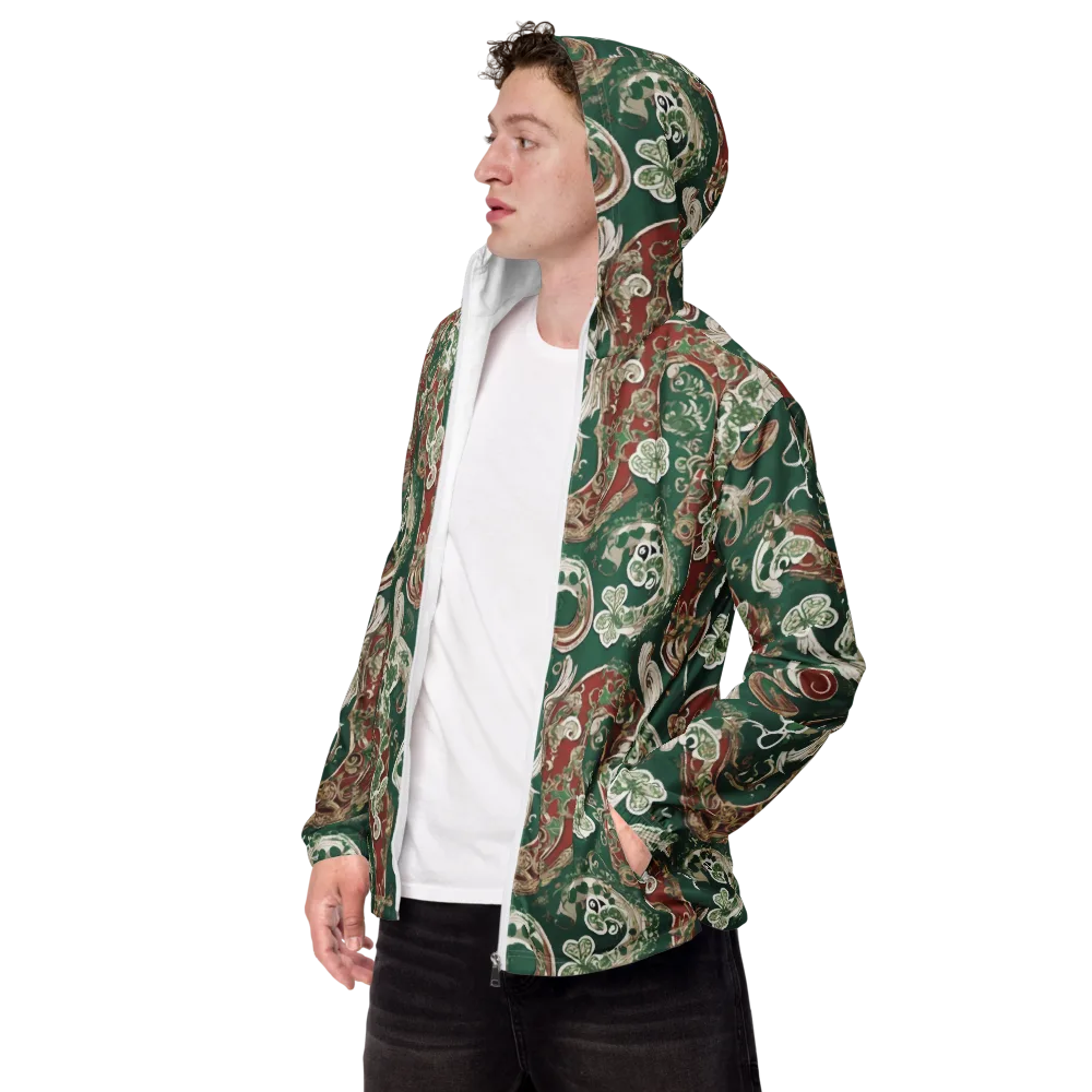 Emerald Curlicue on Men's Windbreaker — Left Front