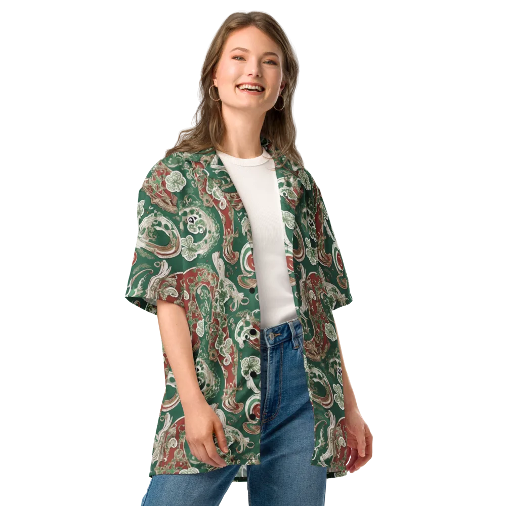Emerald Curlicue on Button Shirt — Front