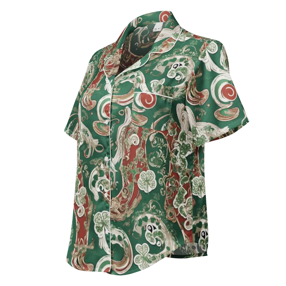 Emerald Curlicue on Women's Short Sleeve Pajama Top — Left Front