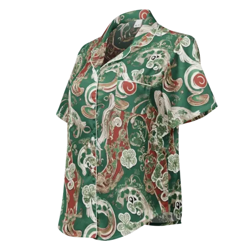 Emerald Curlicue on a Women's Short Sleeve Pajama Top
