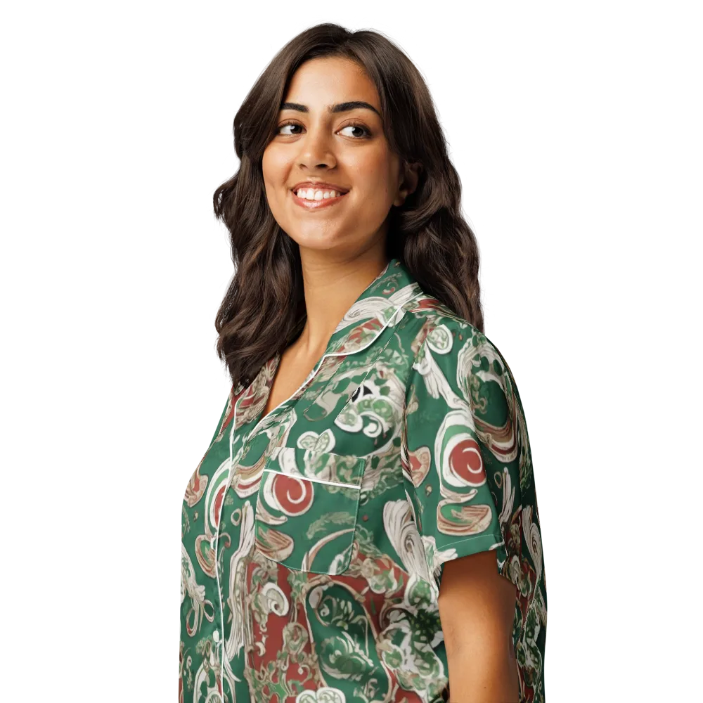 Emerald Curlicue on Women's Short Sleeve Pajama Top — Left Front