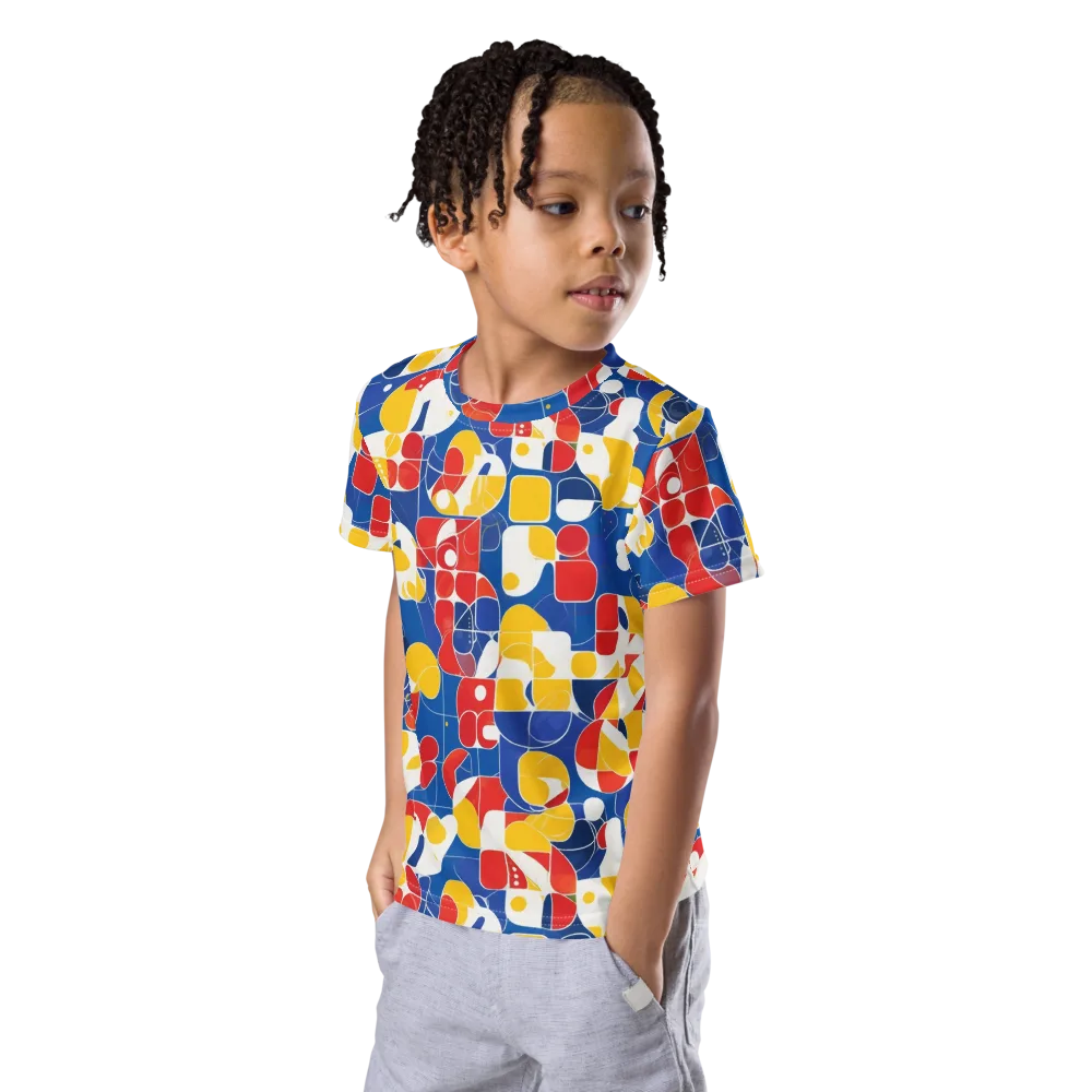 Modular Sunburst on Kids Crew Neck T-Shirt — Left Front