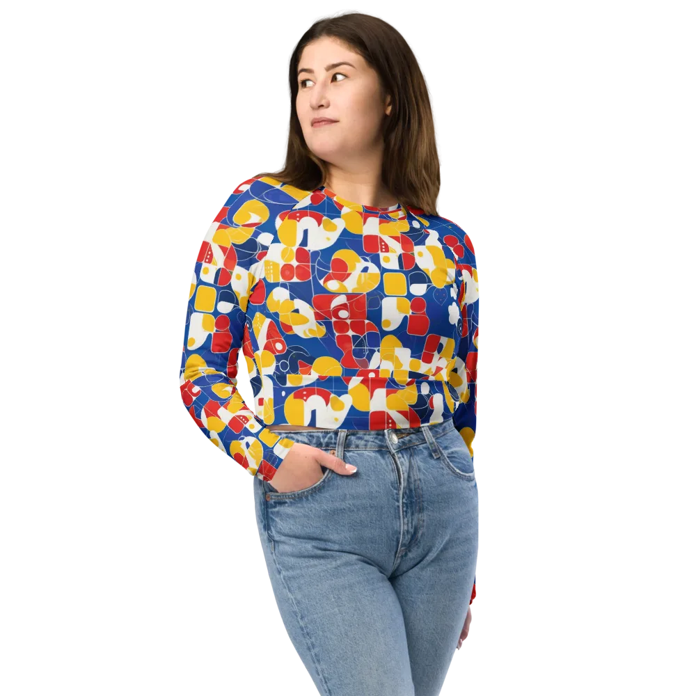 Modular Sunburst on Long Sleeve Crop Top — Front