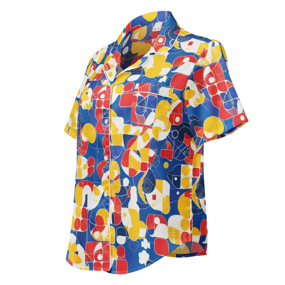 Modular Sunburst on Women's Short Sleeve Pajama Top — Left Front