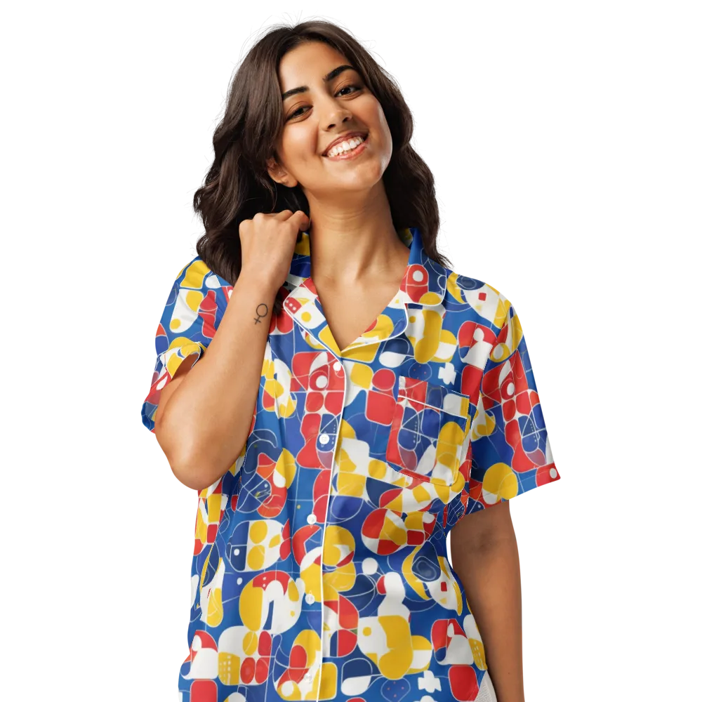 Modular Sunburst on Women's Short Sleeve Pajama Top — Front