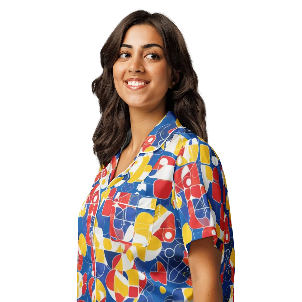 Modular Sunburst on Women's Short Sleeve Pajama Top — Left Front