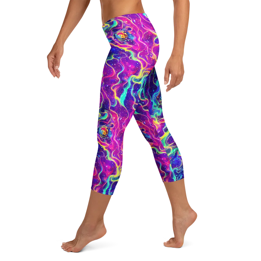 Liquid Light Show on Capri Leggings — Left