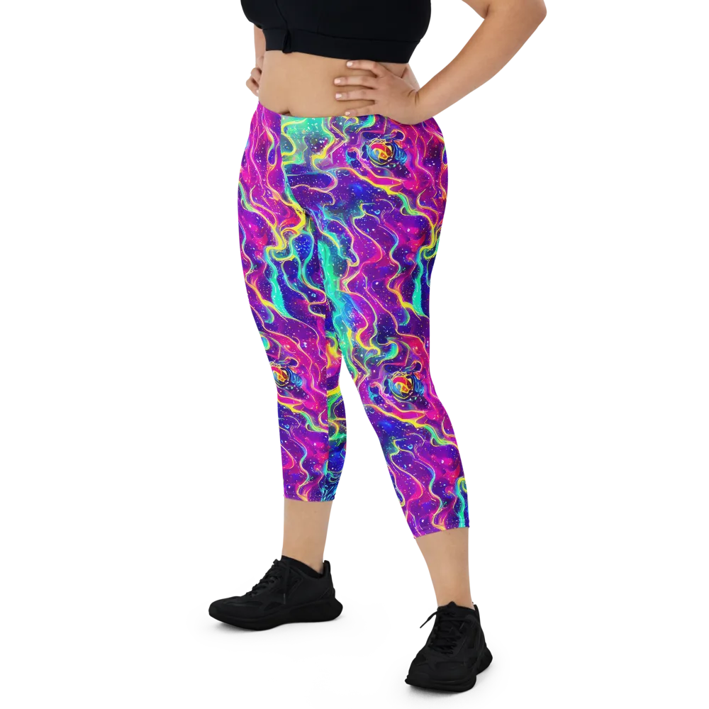 Liquid Light Show on Capri Leggings — Front