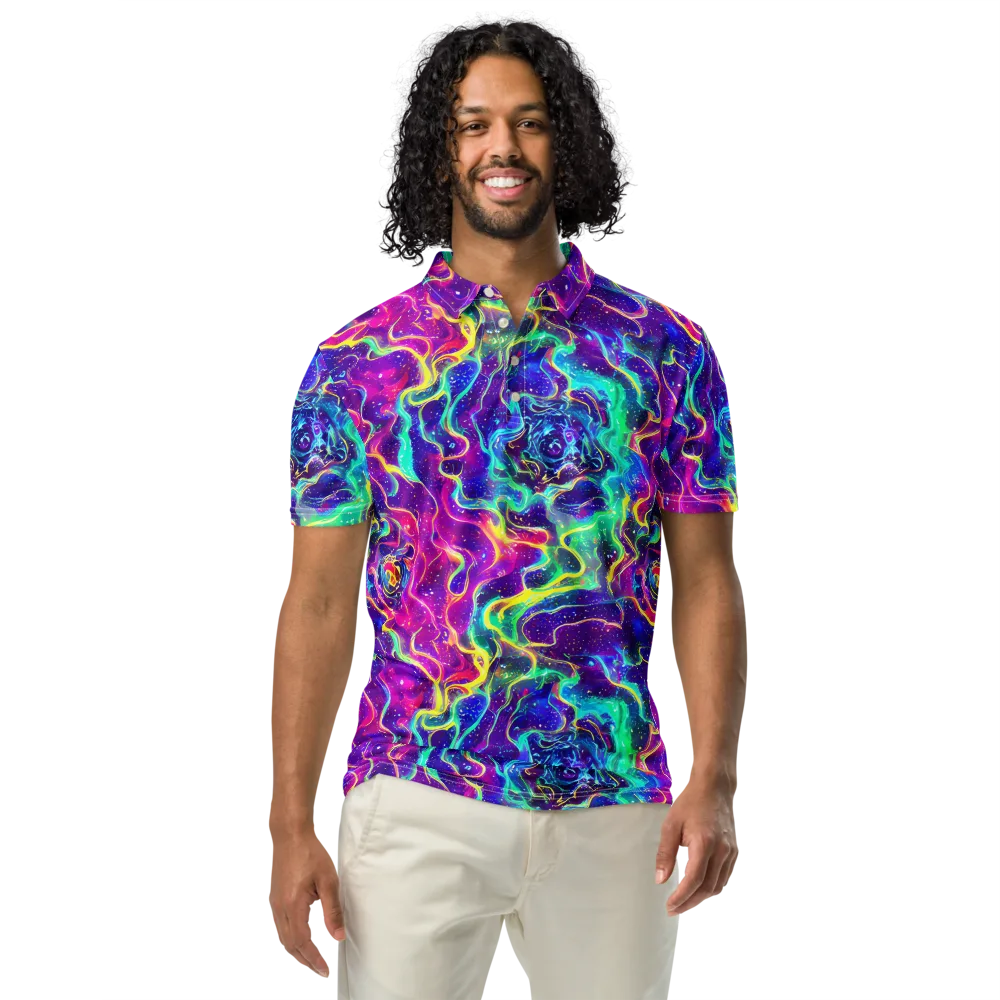 Liquid Light Show on Men's Slim Fit Polo Shirt — Front