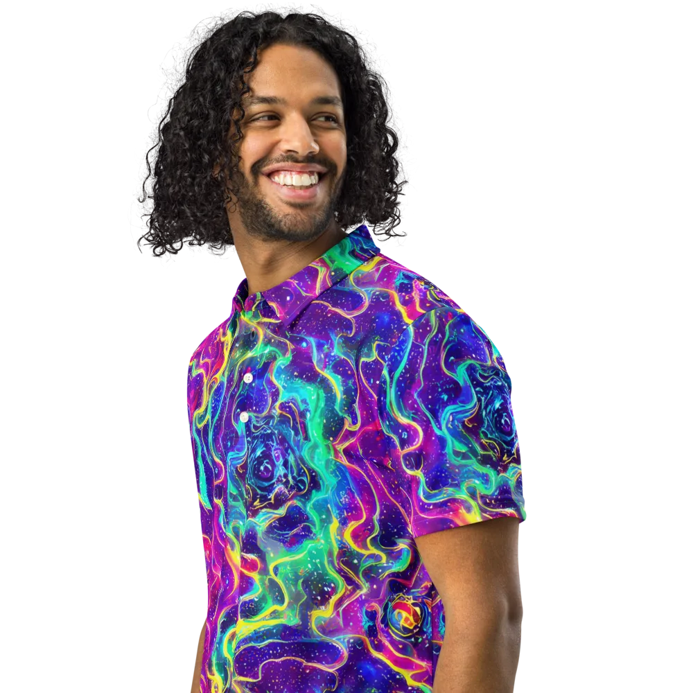 Liquid Light Show on Men's Slim Fit Polo Shirt — Left Front