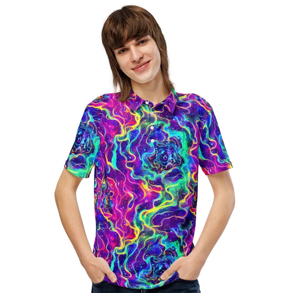 Liquid Light Show on Men's Slim Fit Polo Shirt — Front