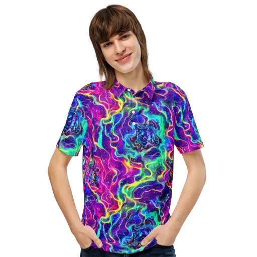 Liquid Light Show on a Men's Slim Fit Polo Shirt