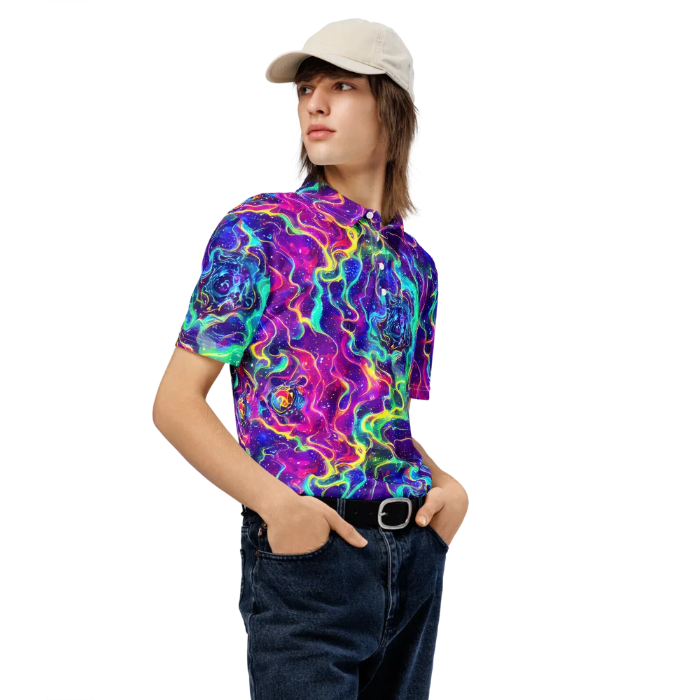 Liquid Light Show on Men's Slim Fit Polo Shirt — Right Front