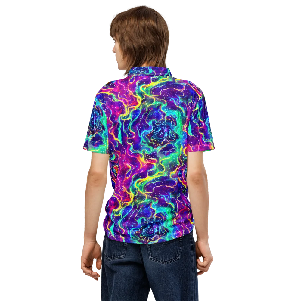Liquid Light Show on Men's Slim Fit Polo Shirt — Back