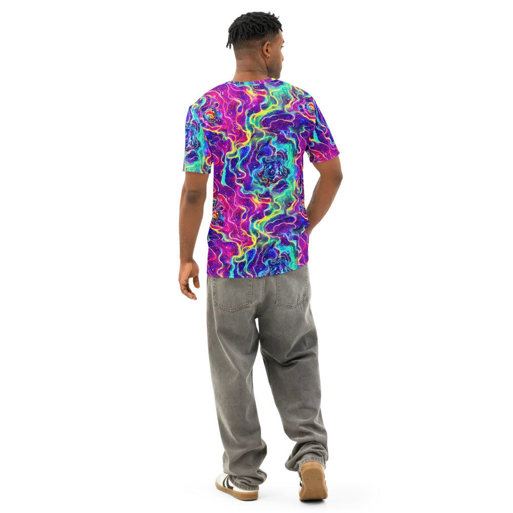 Liquid Light Show on Men's Cotton Crew Neck T-Shirt — Back