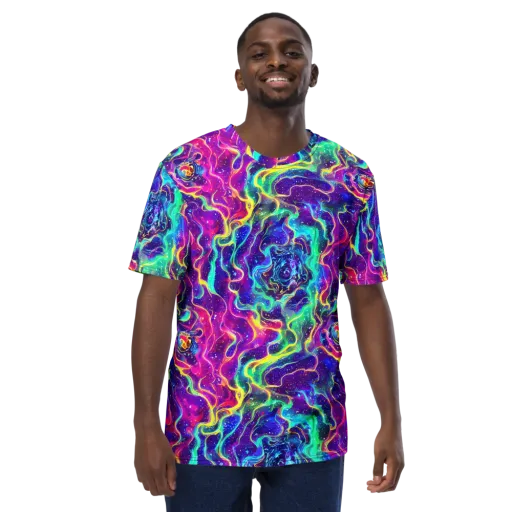 Liquid Light Show on a Men's Crew Neck T-Shirt