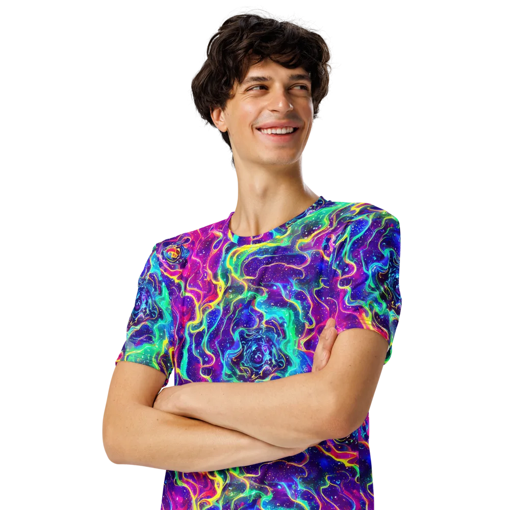 Liquid Light Show on Men's Crew Neck T-Shirt — Left Front