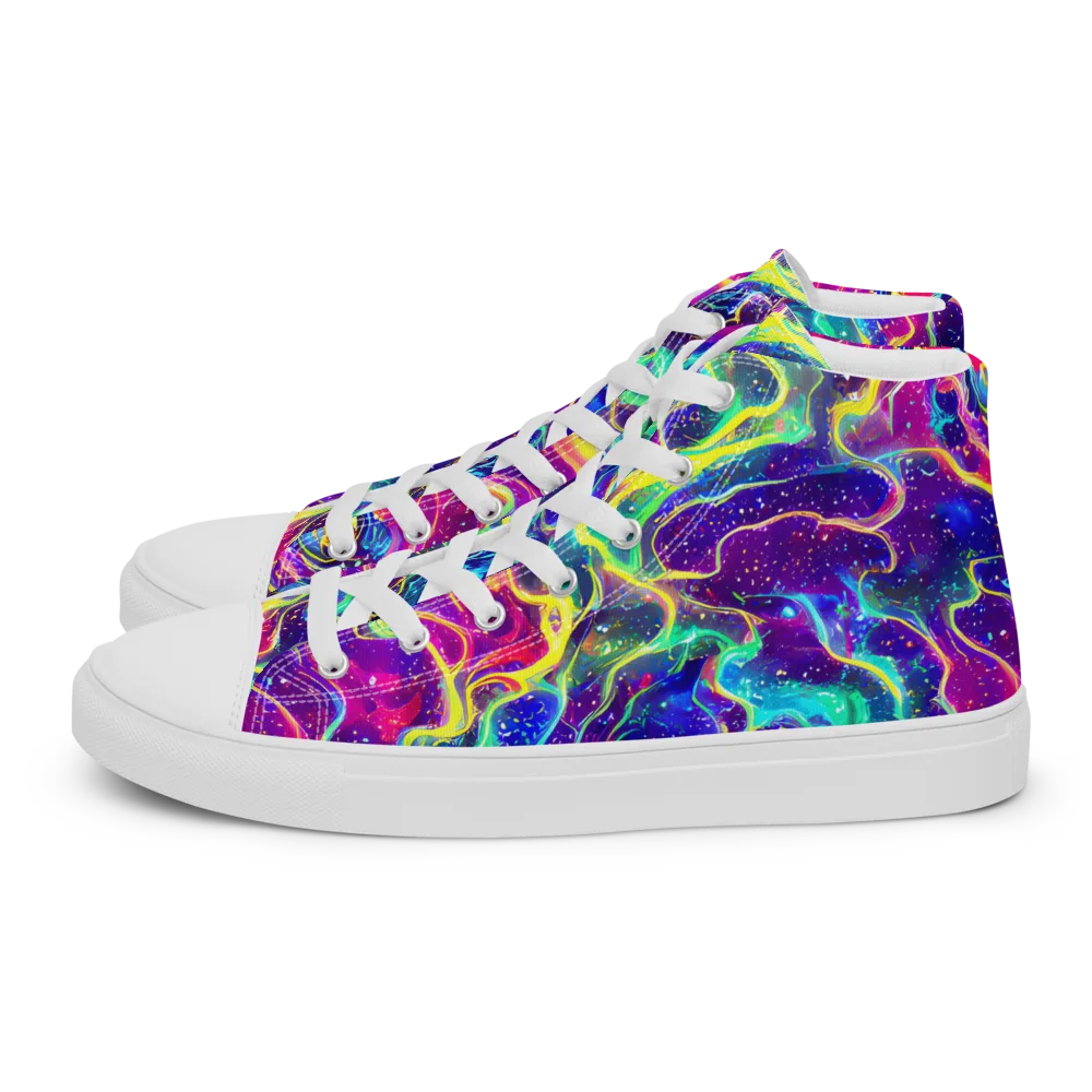 Liquid Light Show on Men's High Top Canvas Shoes — Left