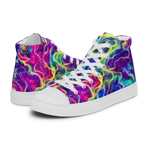 Liquid Light Show on a Men's High Top Canvas Shoes