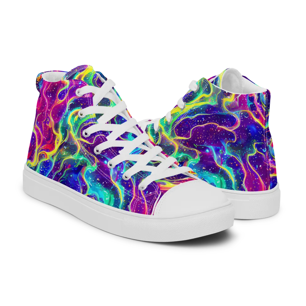 Liquid Light Show on Men's High Top Canvas Shoes — Right